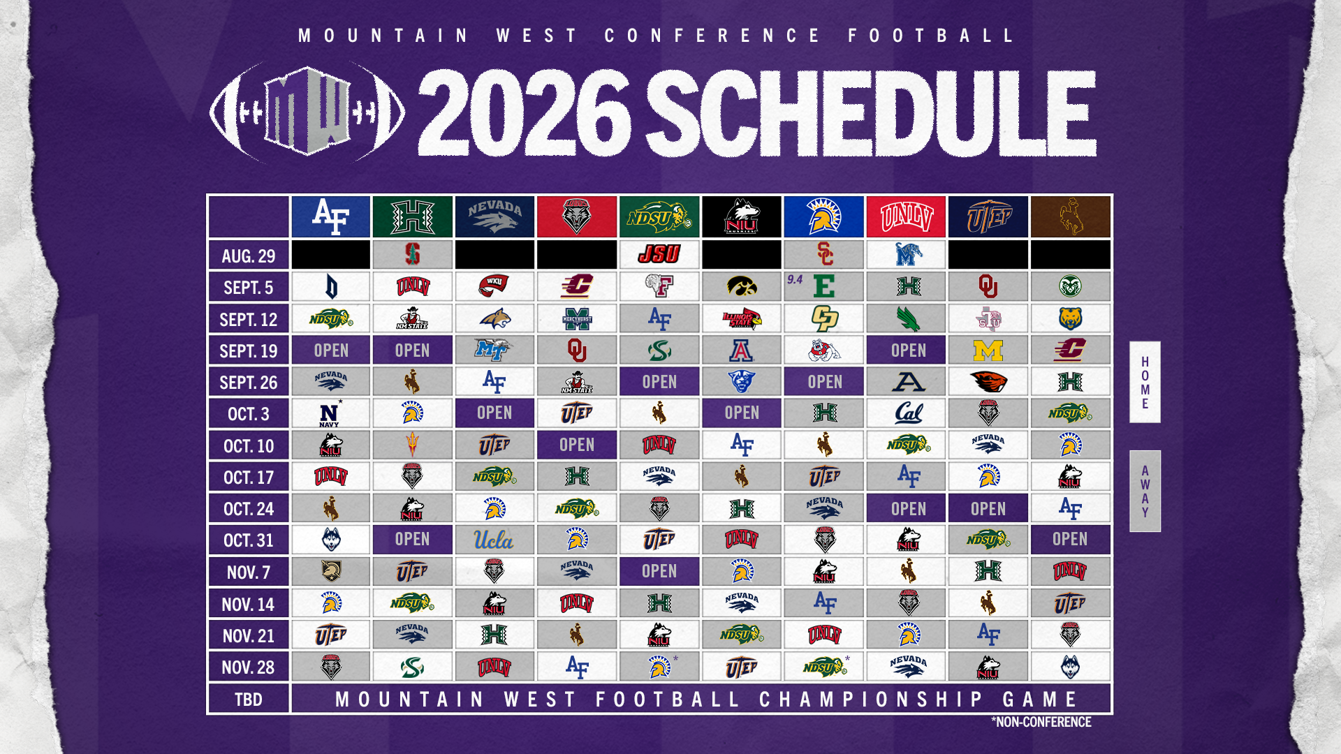 Mountain West Announces 2026 Football Schedule