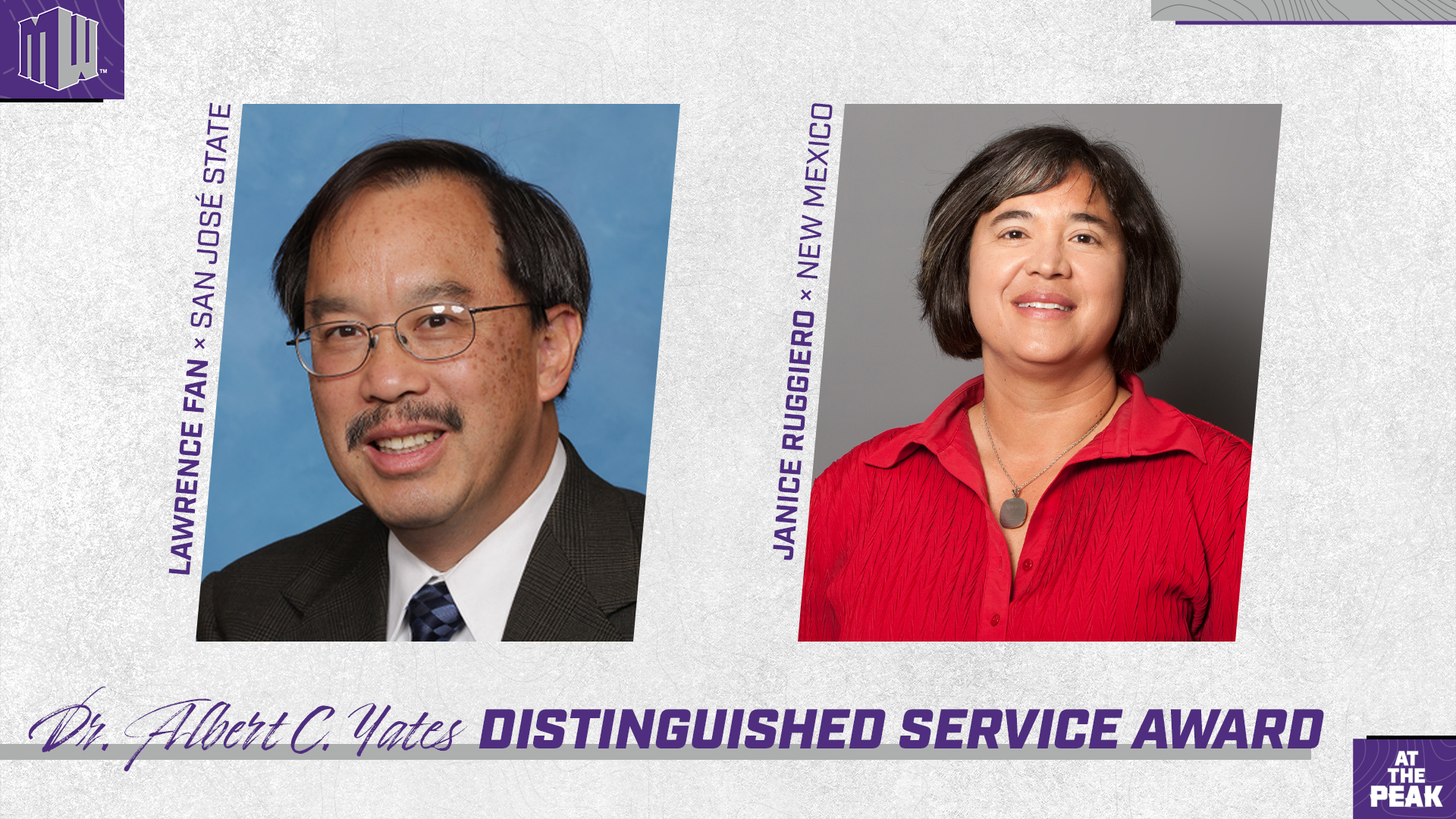 SJSU's Fan, UNM's Ruggiero Honored with Dr. Albert C. Yates Distinguished Service Award