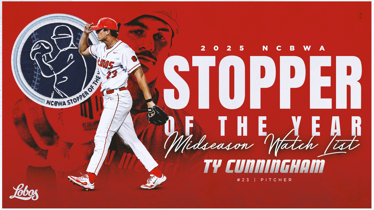 RHP Ty Cunningham Named to NCBWA Stopper of the Year Midseason Watchlist