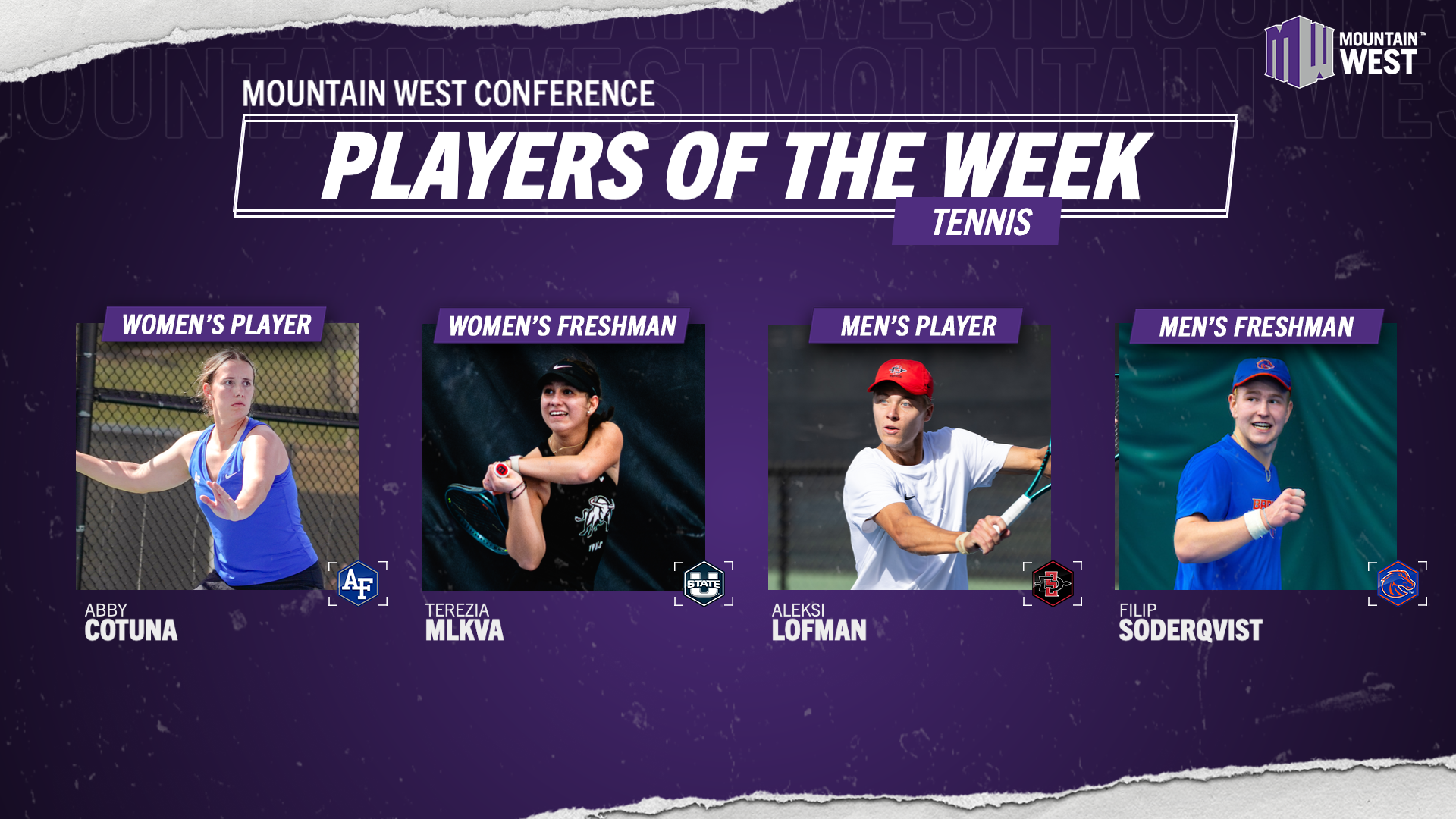 MW Tennis Players of the Week - Feb. 18