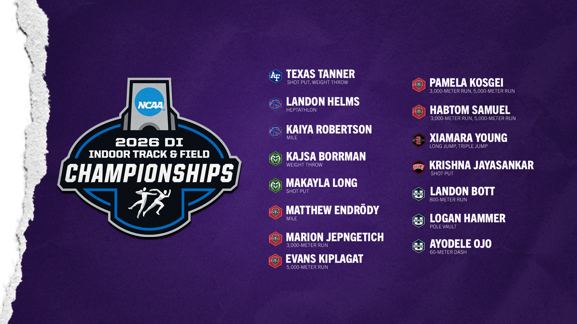 Mountain West Athletes Set For 2026 NCAA Indoor Track & Field Championships