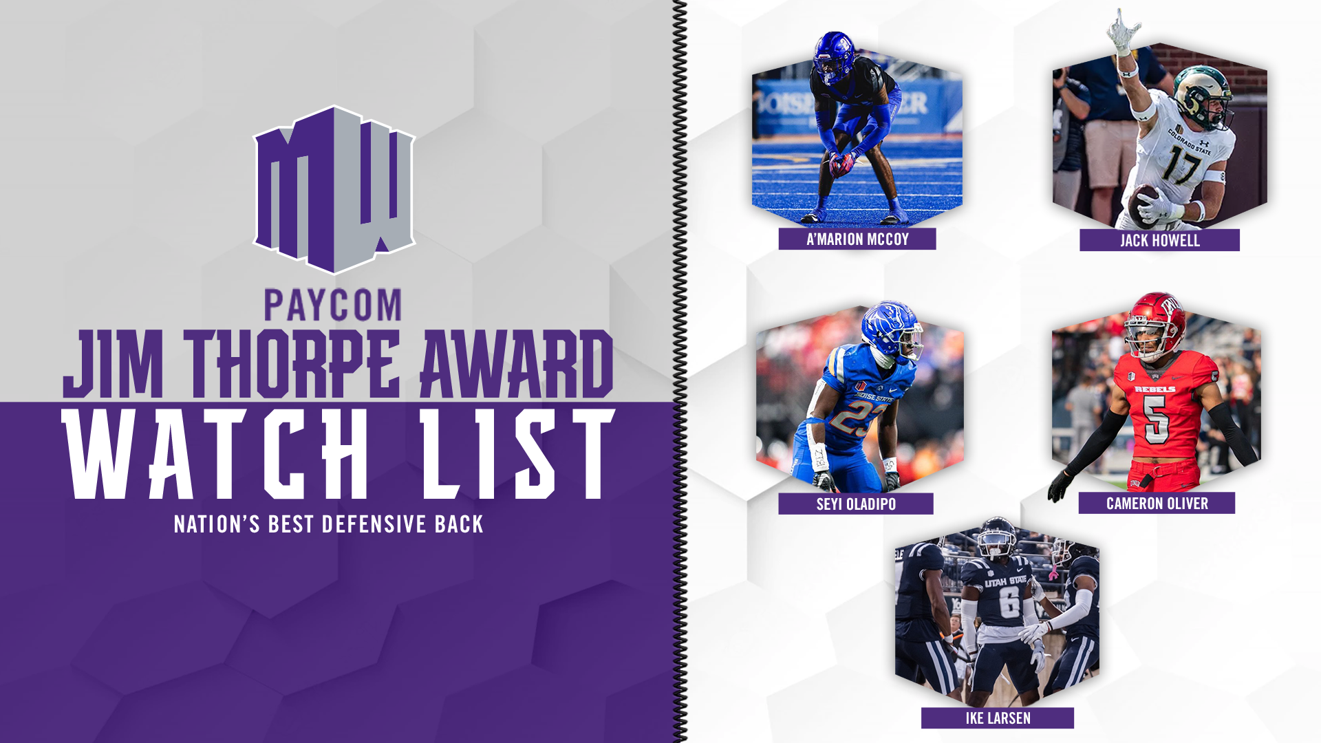 Five MW football players on Paycom Jim Thorpe Award Preseason Watch List