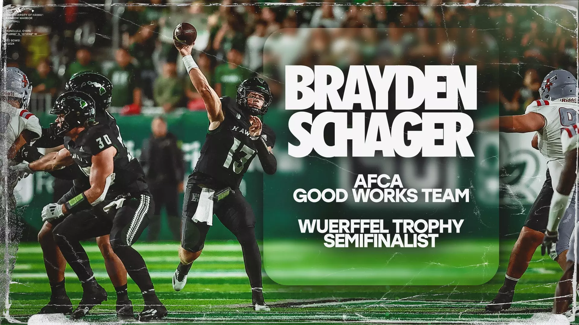 Schager Selected To Prestigious AFCA Good Works Team; Wuerffel Trophy Semifinalist