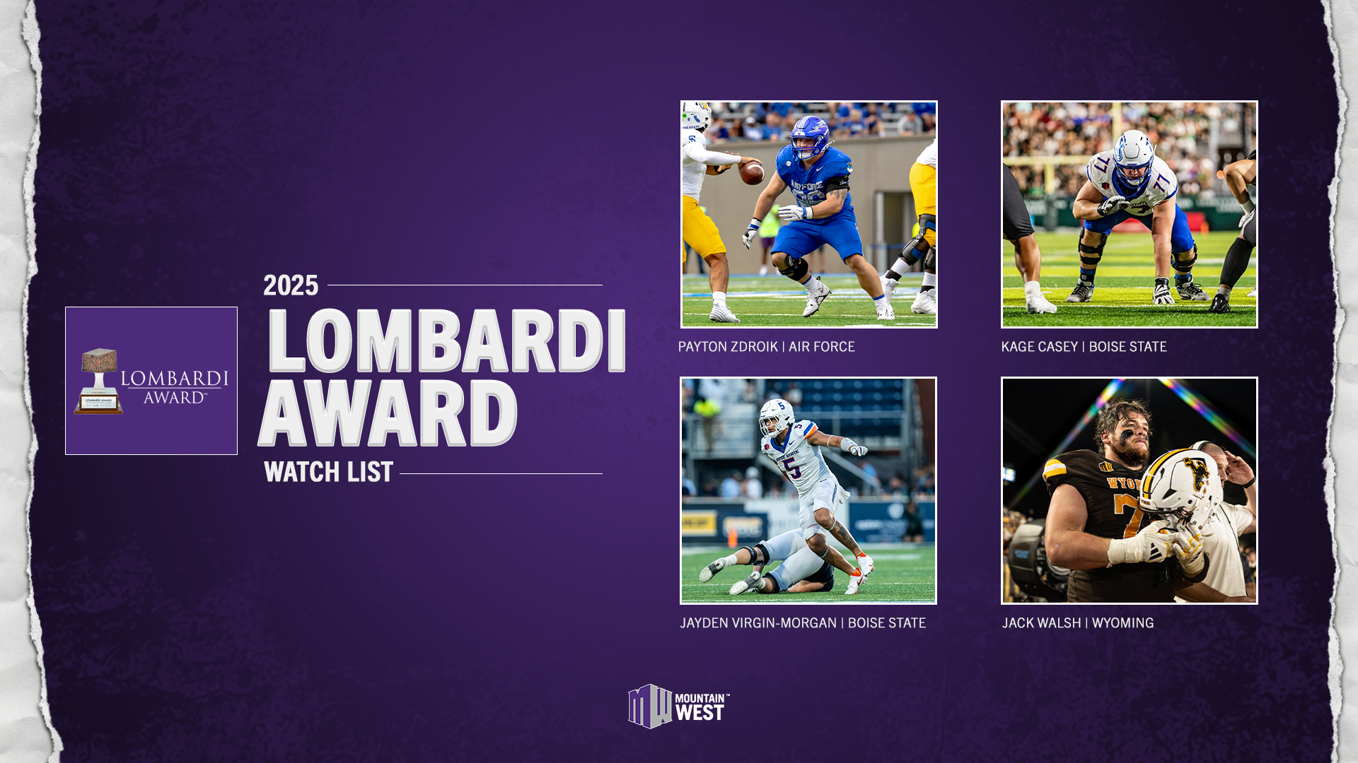 Four Mountain West Players on Lombardi Award Watch List