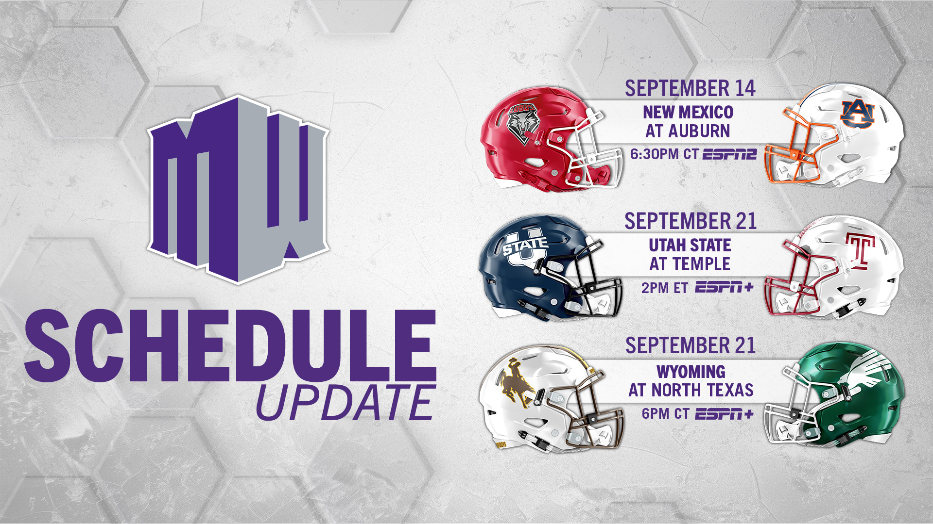 Schedule Updates for Three Upcoming Football Games
