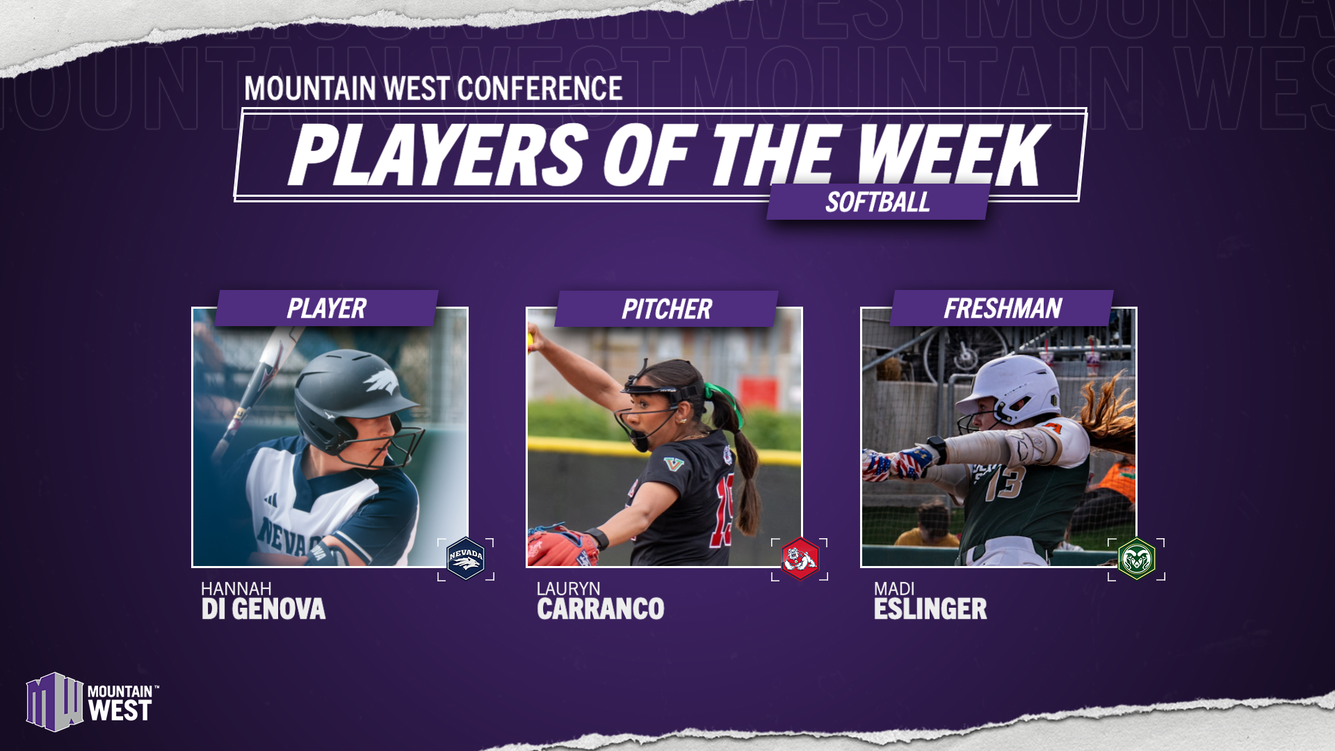 Mountain West Softball Players of the Week - March 2