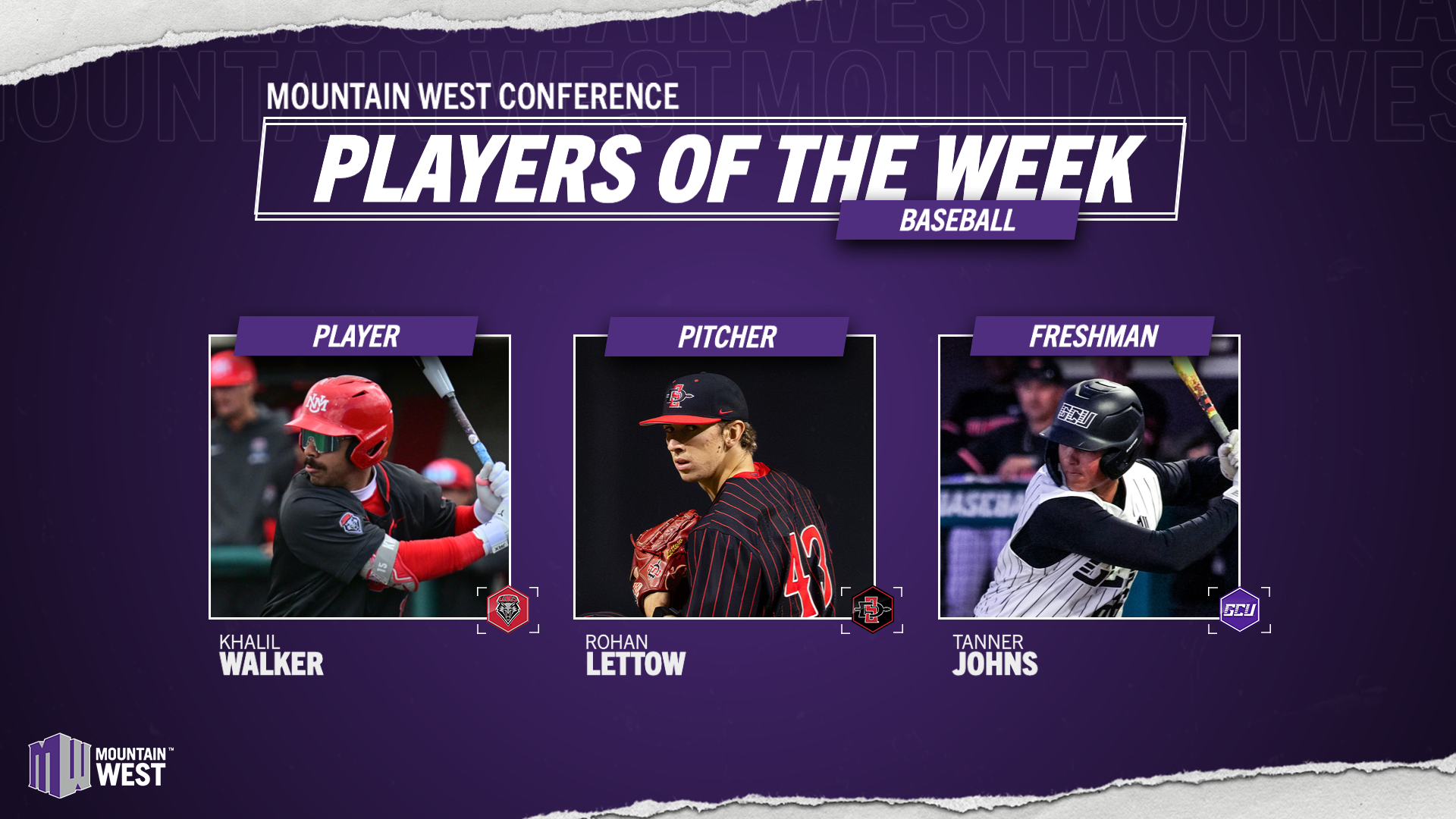 MW Baseball Players of the Week - Feb. 23