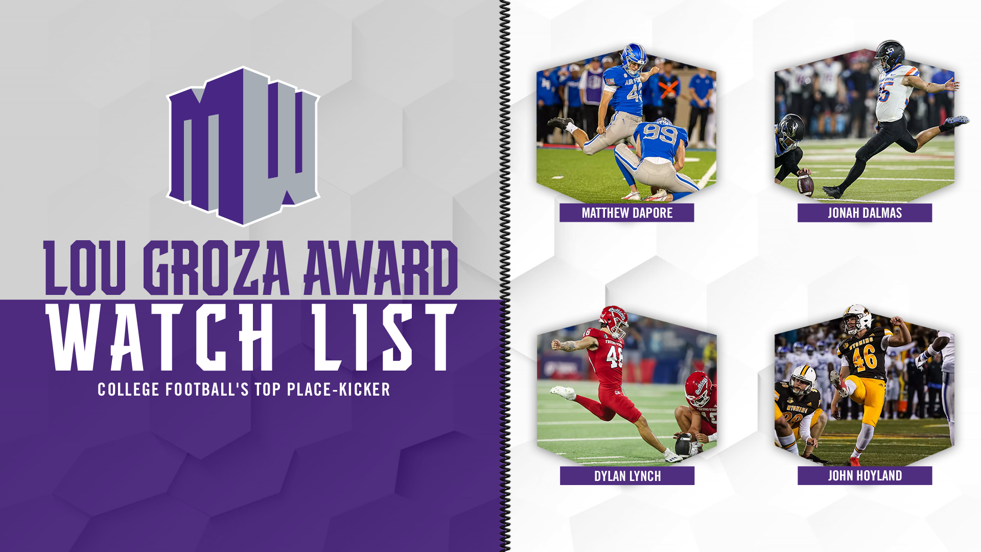 Four MW Players on Lou Groza Award Preseason Watch List