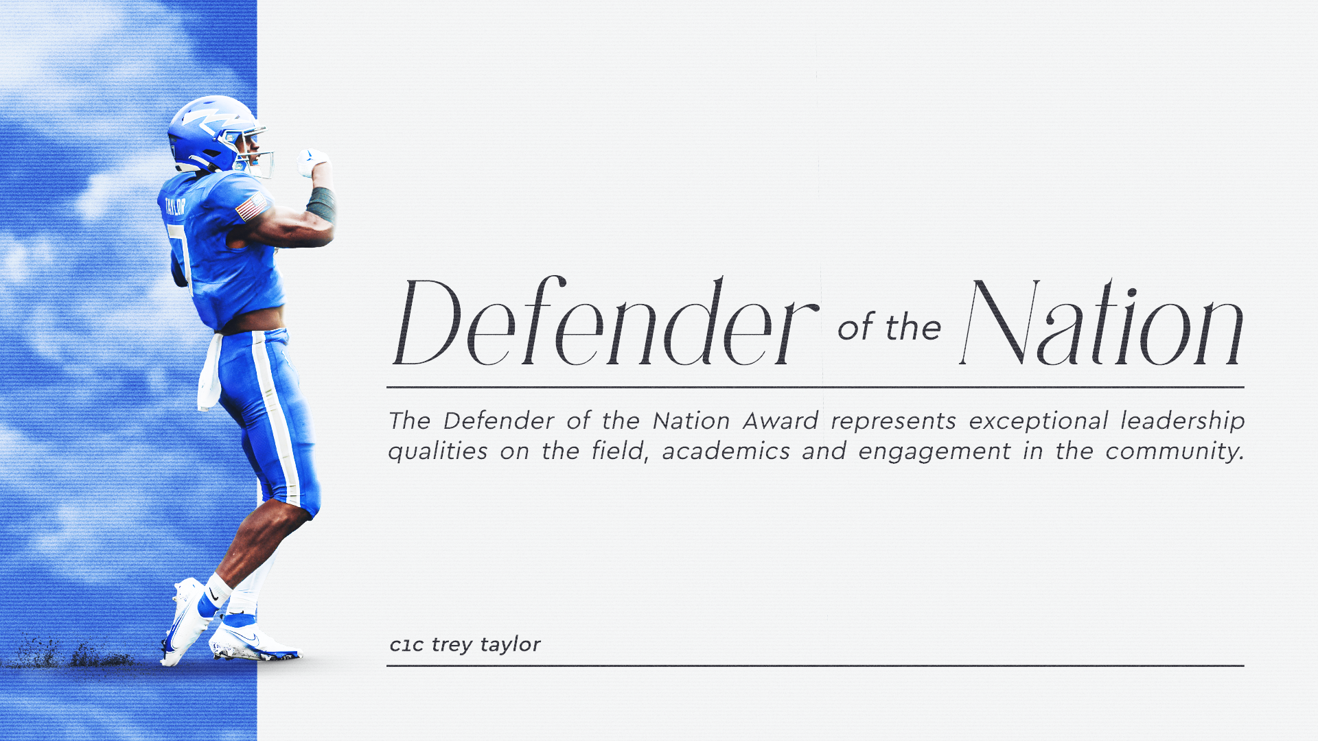 Air Force Senior Trey Taylor Recipient of the “Defender of the Nation” Award