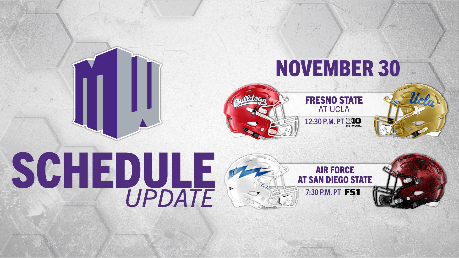 Schedule Updates for Nov. 30 Football Games