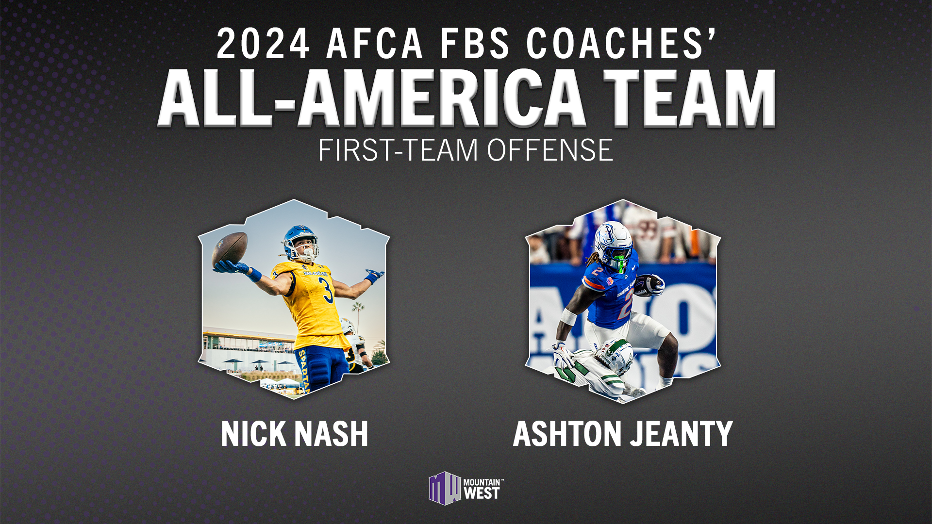 Jeanty, Nash Earn All-America Honors from AFCA